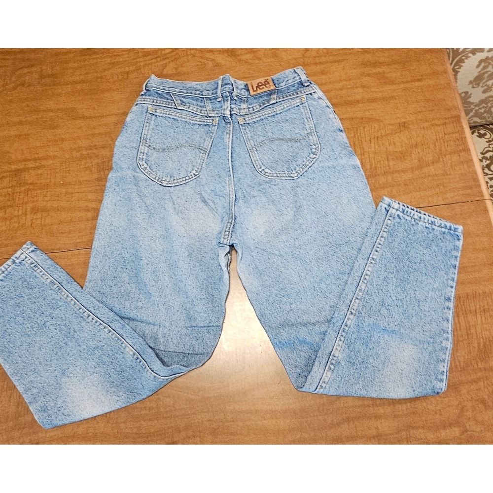 Vintage 80s Lee High Waist Mom Jeans 14 Medium Light Wash lazy S pockets WJ4